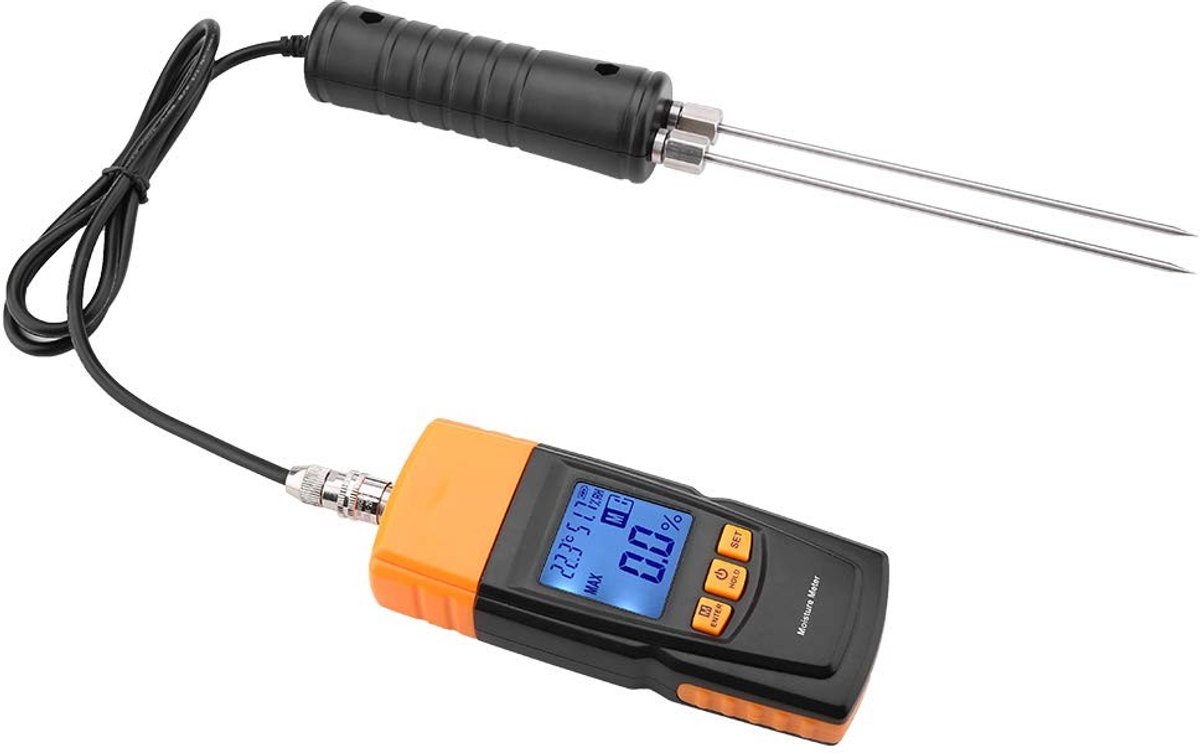 Digitale Hygrometer met LCD Display voor Nauwkeurige Vochtmeting van Hout en Bouwmaterialen -10-60°C, Ideaal voor Houtbewerking en Vochtigheidsanalyse