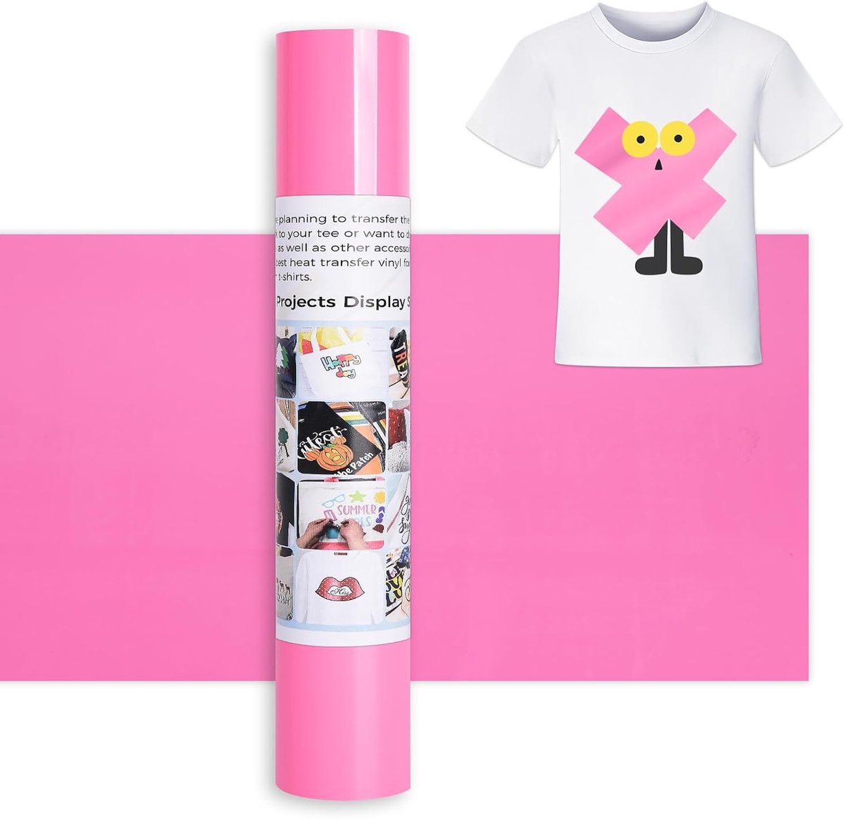 12 ft plotterfolie textiel roze, 30,5 x 366 cm flexfolie voor Cricut Maker, Silhouette Cameo, textielfolie voor kleding, mutsen, broeken, andere stoffen