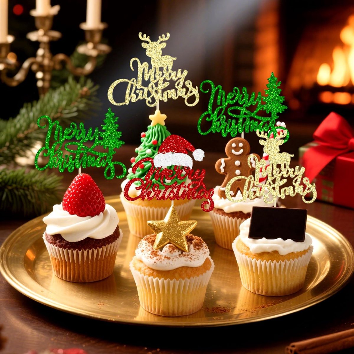 12 stuks vrolijke kerst cupcake versieringen kerst muffin decoraties