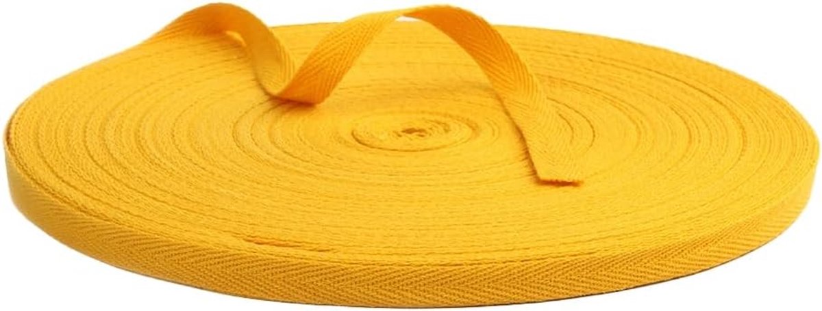 Riem twill 100% katoen riem 20 m Herringbone Tape Ribbon Cotton Twill Tape Ribbon katoen biasband naadband katoenen band decoband voor DIY handwerk #1 geel 20 mm