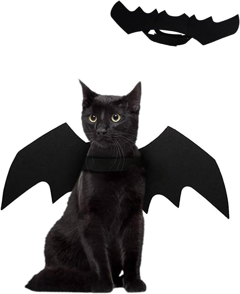 Vleermuizenkostuum voor katten, honden, vleermuisvleugels voor Halloween, zwart vilten materiaal, vleermuisvleugels voor kat, hond, voor Halloween-feest