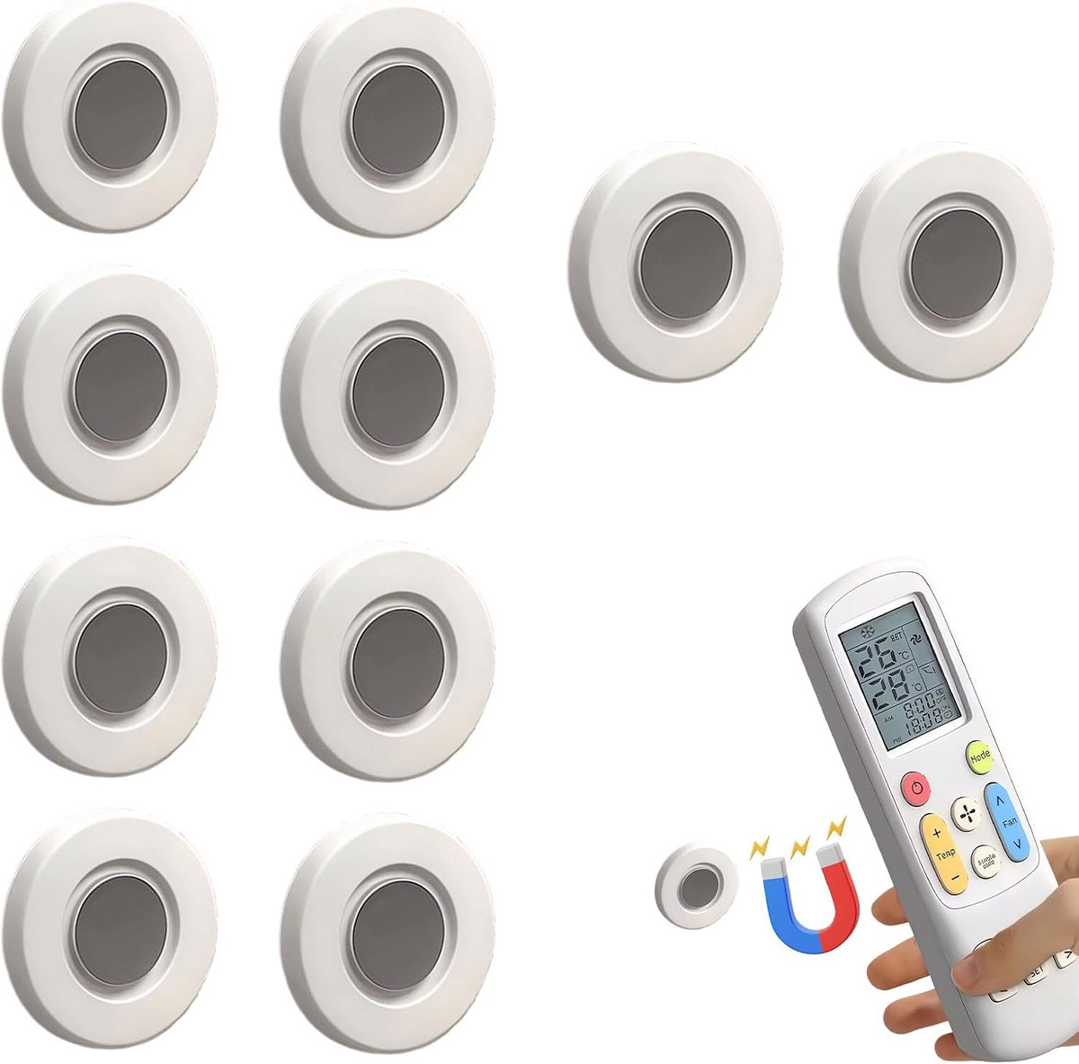 10 stuks magnetische afstandsbedieninghouders voor aan de muur, afstandsbediening, zelfklevende magneethouder, wandhouder, afstandsbediening, voor thuis, school, kantoor (wit)