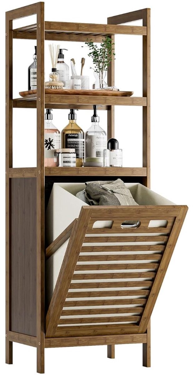 KLS® Wasmand 1 Vakken - Wasmand - Wasbox met 1 Vakken - Bruin - 30cm x 40cm x 119cm