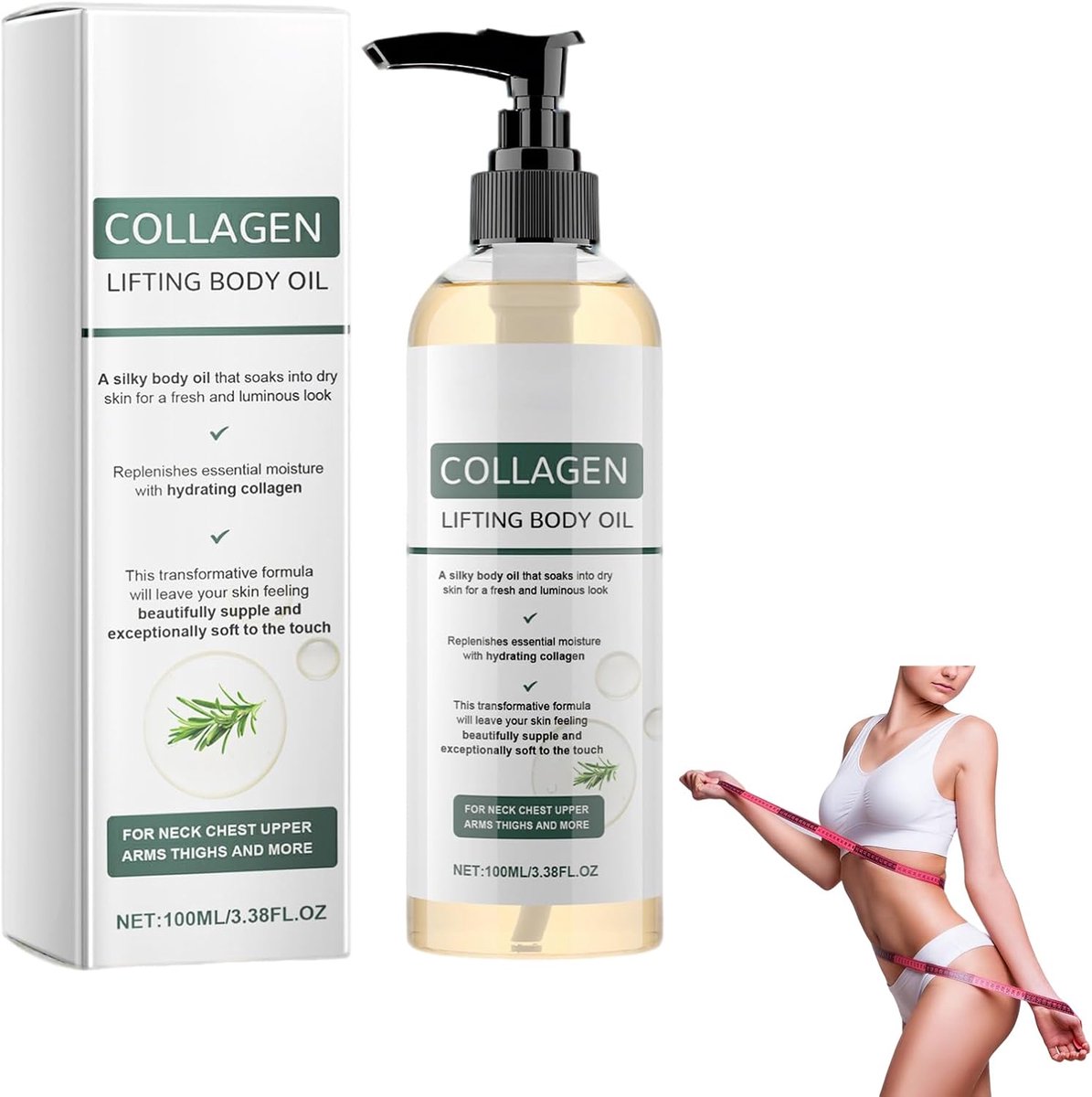Lifting lichaamsolie, hydraterende verstevigende lichaamsolie, verbetert de huidelasticiteit en voorziet de huid intensief van voedingsstoffen (100 ml)