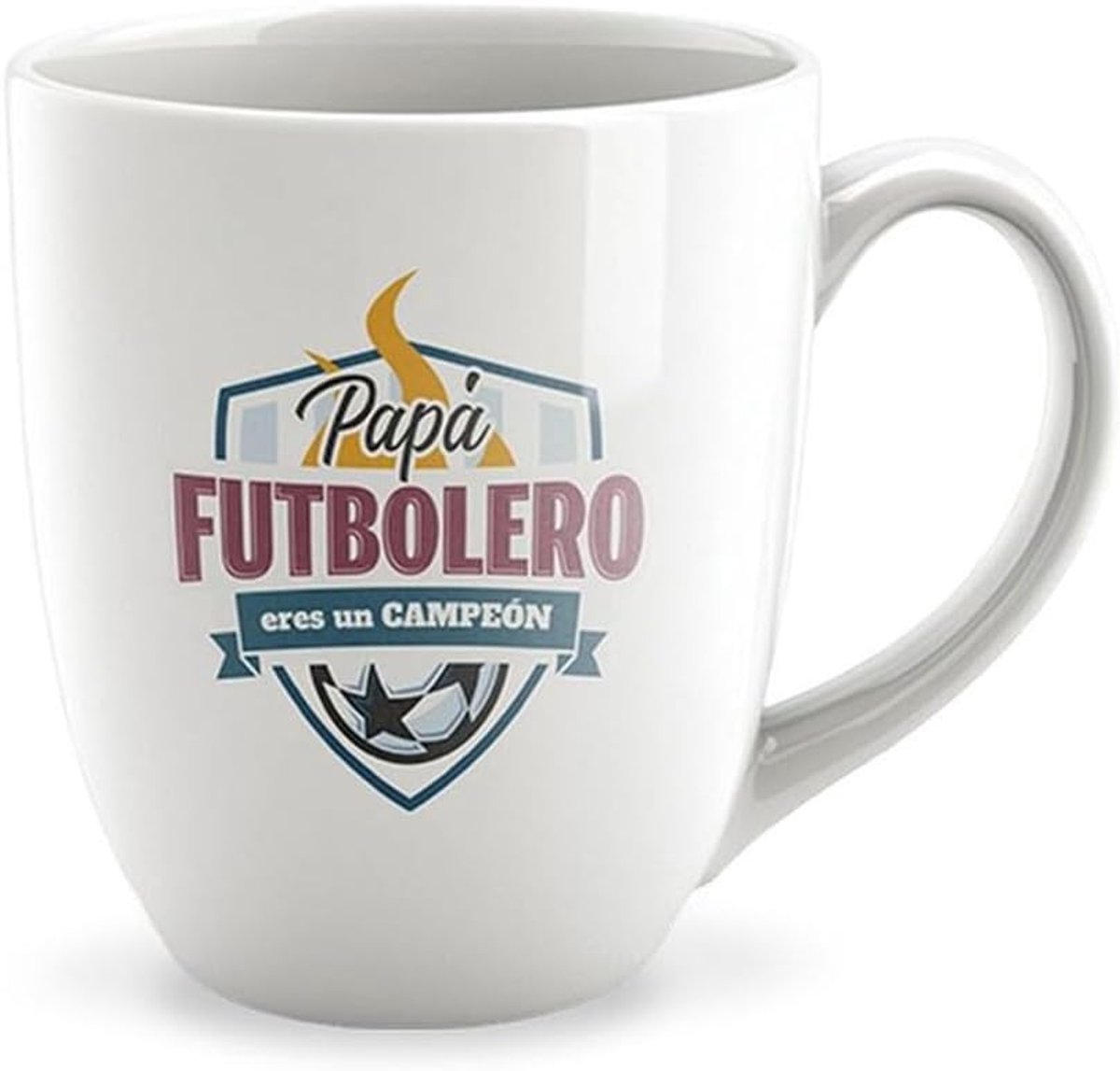 Mok voor mama of papa, 350 ml, met geschenkdoos, design "Hobbys", wit, 8,5 x 8,5 x 10,5 cm (voetbalman)