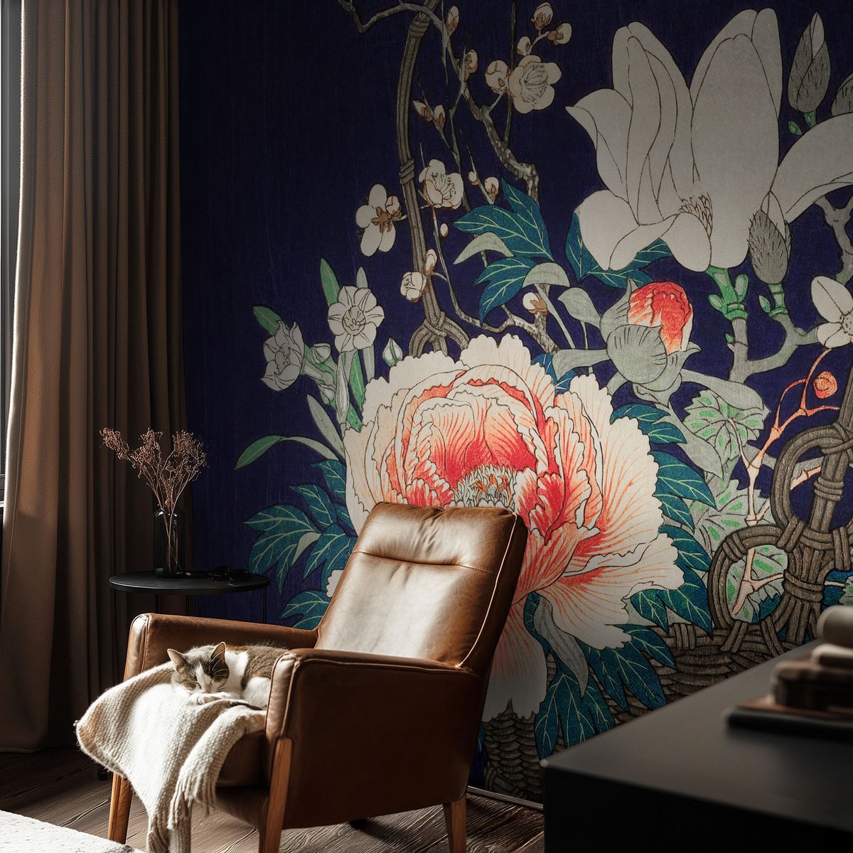 Coloray Vliesbehang - Marine Snellijm Behang - 104x70 cm - Bloemenmand Muurschildering - Slaapkamer behang Bloemen En Planten - Fotobehang Vlies - Slaapkamer behang