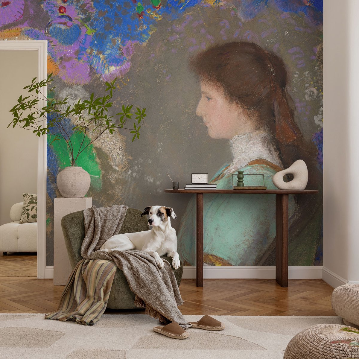 Coloray Vliesbehang - Grijs Snellijm Behang - 104x70 cm - Romantische Scène Muurschildering - Slaapkamer behang Deel - Fotobehang Vlies - Slaapkamer behang