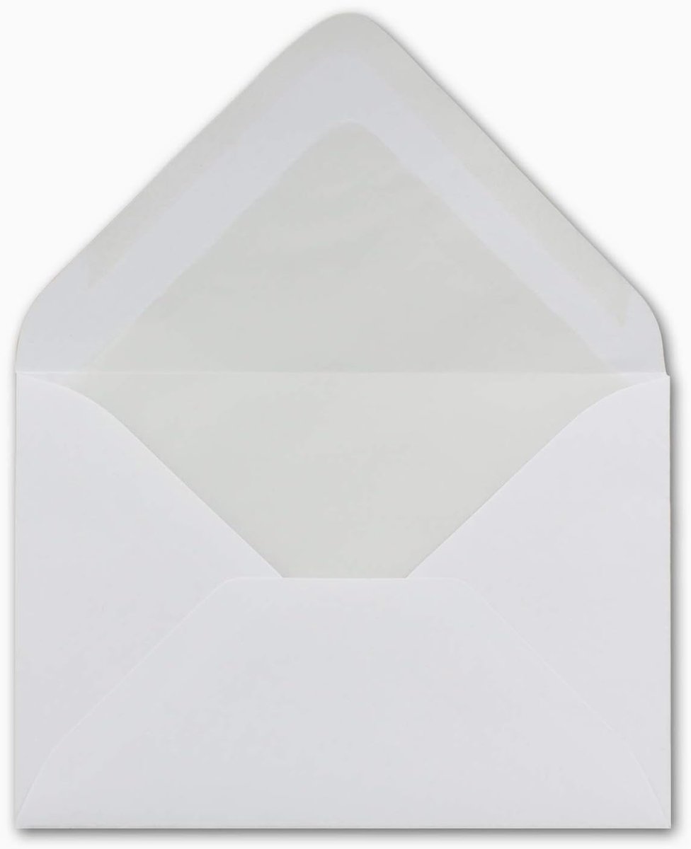 25 DIN B6 enveloppen met zijdevoering, wit, 12,5 x 17,6 cm, 80 g/m², natte plakrand, postenveloppen zonder venster, ideaal voor Kerstmis, wenskaarten, uitnodigingen van je Glüxx-Agent