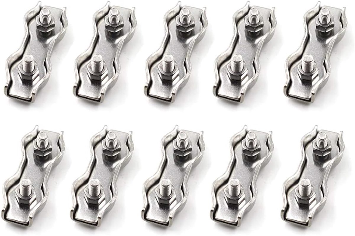 Duplex-kabelklem van roestvrij staal, kabelclip met 2 draadstiften, M4 (10 stuks)