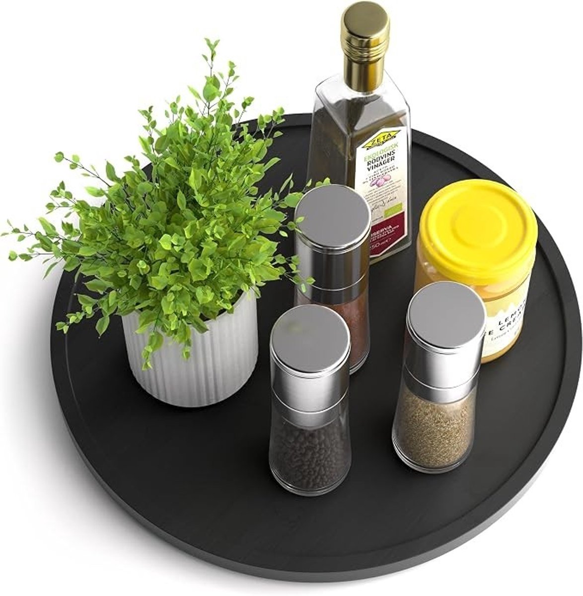 Livatto Bamboe Draaitafel Organizer Lazy Susan 30 cm – 360° Draaibaar met Antislipmat en Stille Rotatie voor Keuken, Kast en Tafel
