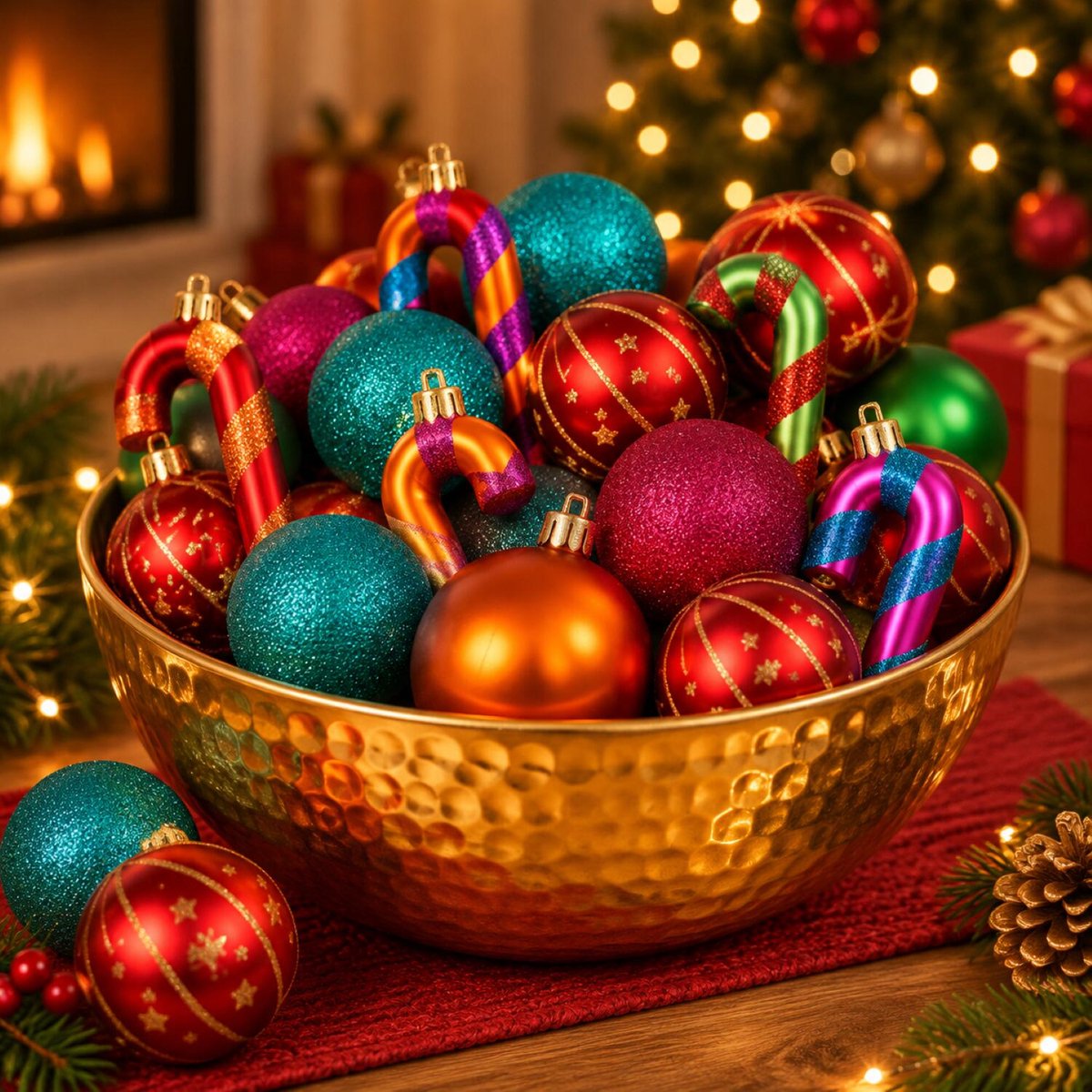 Inge Christmas Kerstballen en zuurstok ornamenten - 31x st - gekleurd - kunststof