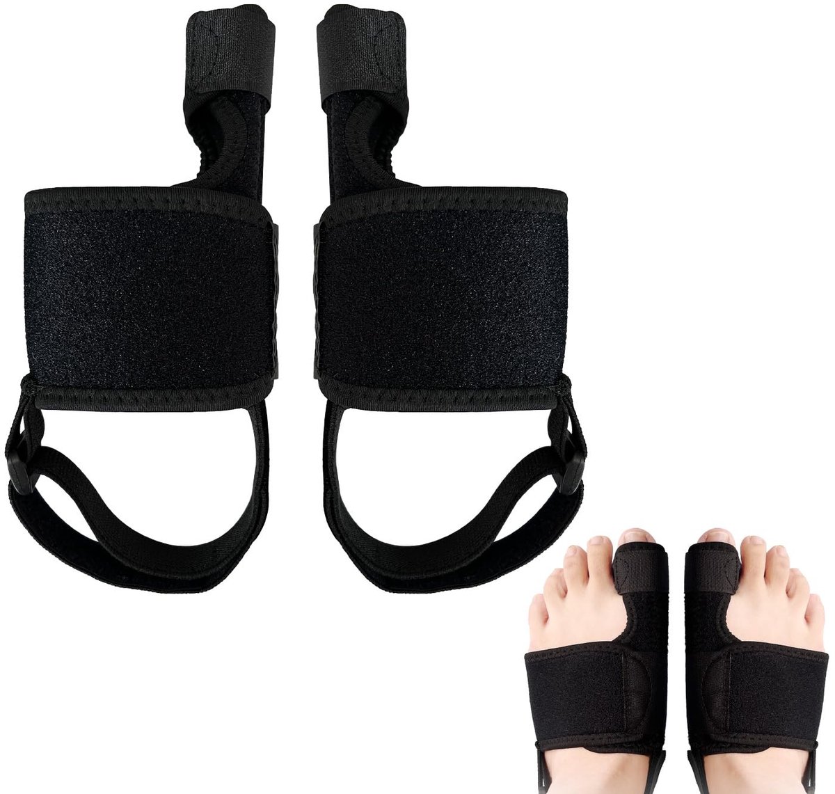 Corrector | Hallux Valgus Corrector Brace | met Antislip Hielbandje | voor Grote Teen om te Ontspannen | Hallux Valgus Bunion Support | Hammer Toe | Zwart | 1 Paar