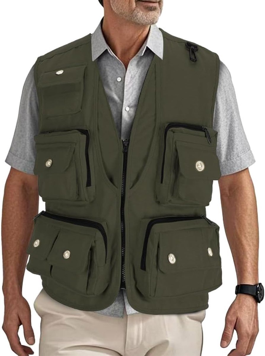 Casual Vissen Vest Multi Pocket Outdoor Ademend Safari Vissen Vest Utility Foto Gilet Reizen Jacht Wandelen Jas Vest MJ15