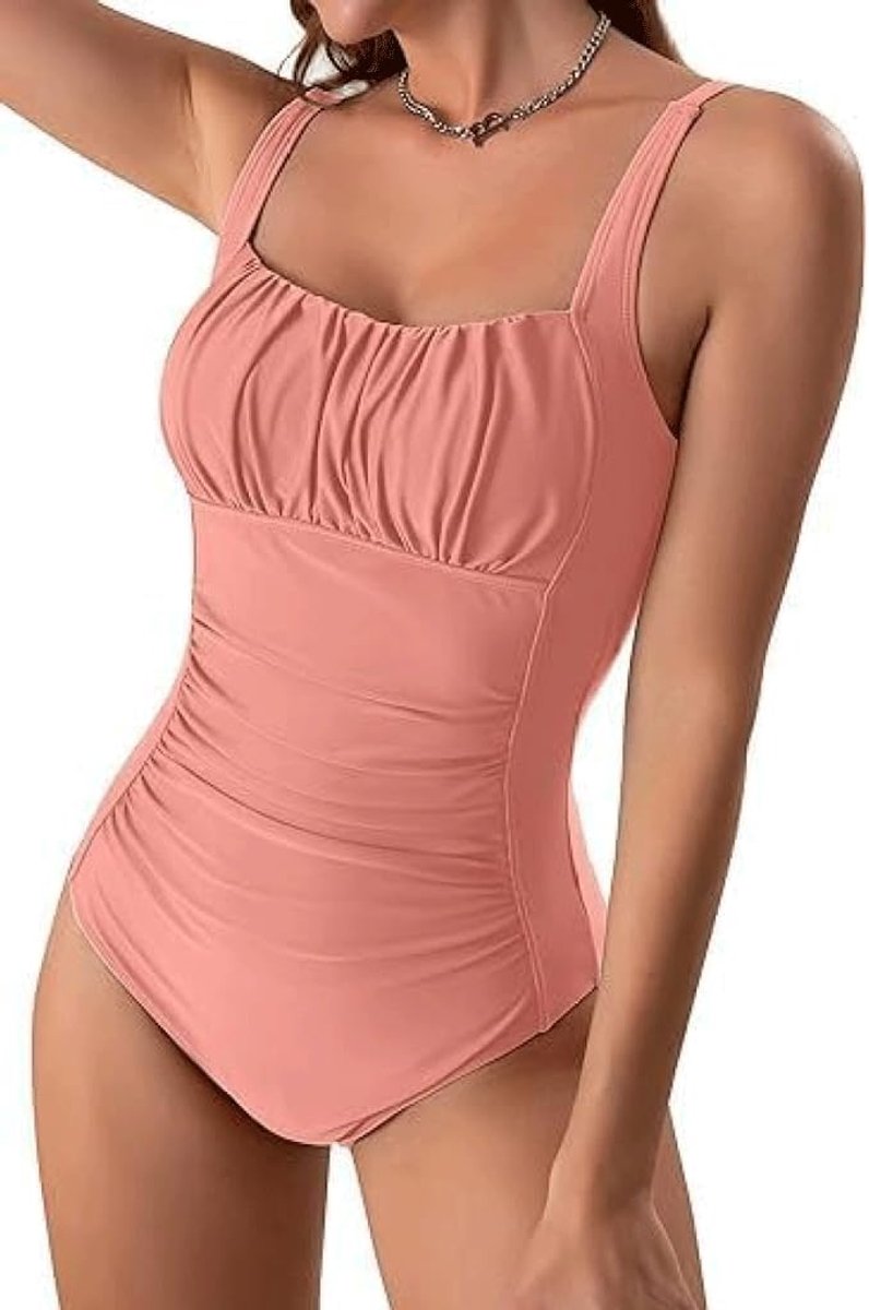 Badpak Sexy dames bikini-badpak uit één stuk in effen kleur. Badpak bedekt de buik en ziet er slank uit. Hot Spring-badpak