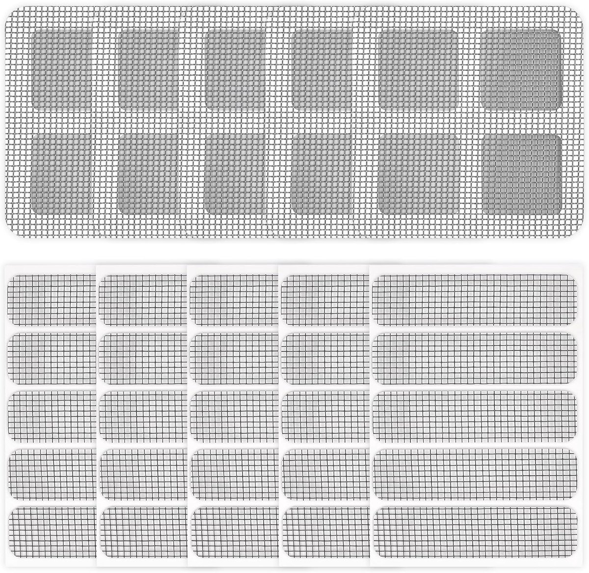 10 stuks vliegengaas, reparatieset, zelfklevend, 5 rechthoeken en 5 vierkanten, insectennet, reparatie voor ramen, ventilatiesleuven, anti-muggenbescherming, vliegennet, reparatie, robuust
