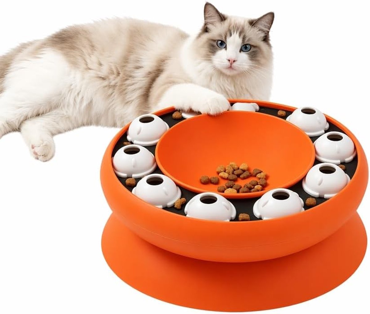 kattenbak, anti-schrok, interactief kattenspel, hoofdbreker met draaimechanisme, anti-schrok kom voor het vertragen van voedsel, accessoires voor spelletjes en katten