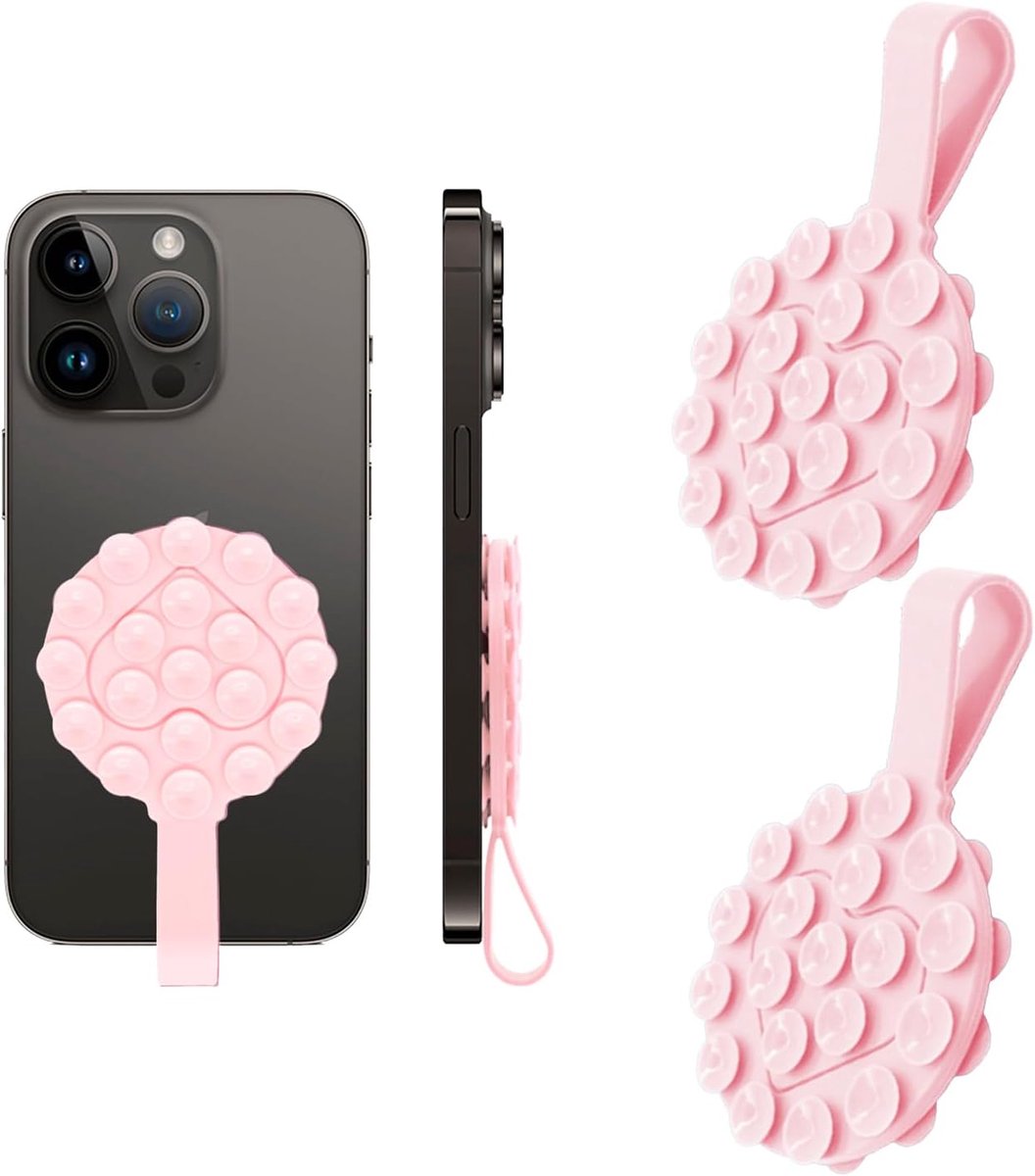 2 stuks zuignap telefoonhoes mount dubbelzijdig, antislip handsfree siliconen zuignap telefoon grip compatibel, siliconen kleverige telefoon standaard, mobiele fidget spiegel houder voor selfies en