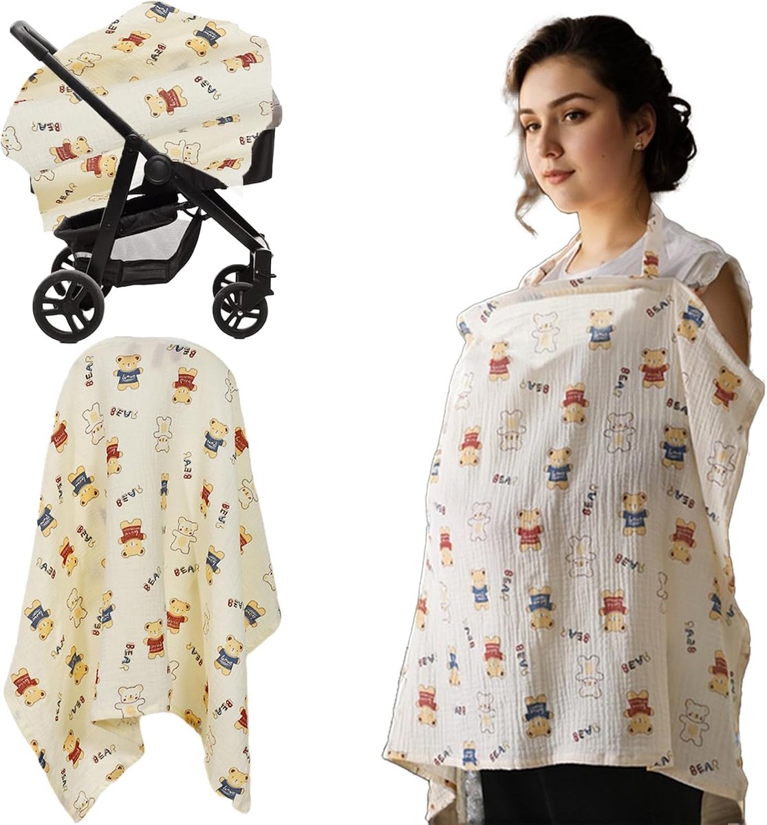 Borstvoedingshoes voor mama, babyvoeding, zachte 360°, katoenen ademende babyvoedingsschort voor privacyschild