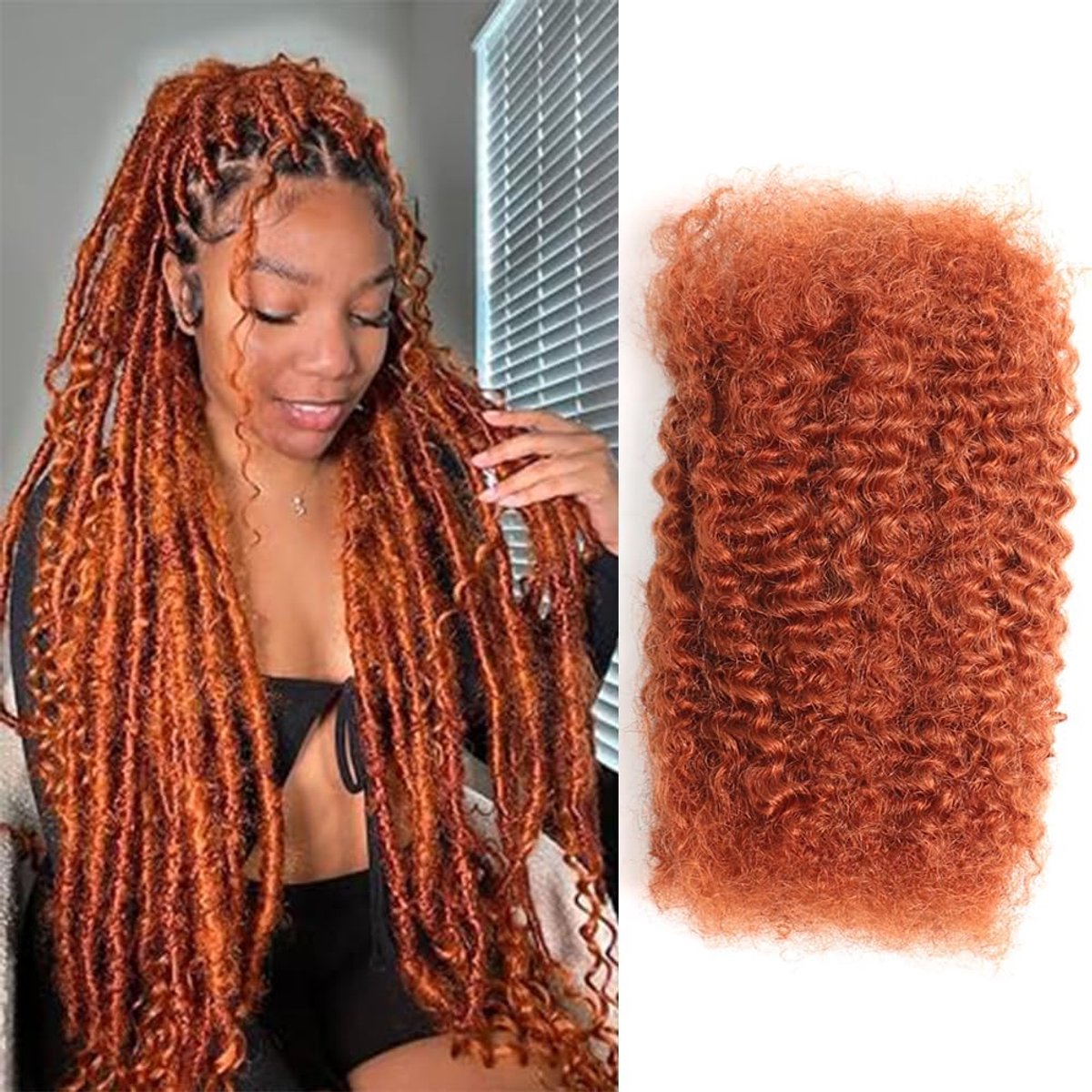 Afro Kinky Curly Braids Human Hair Extension Dreadlocks Twist Lock Repair 350# 20 Inch 50g/pc