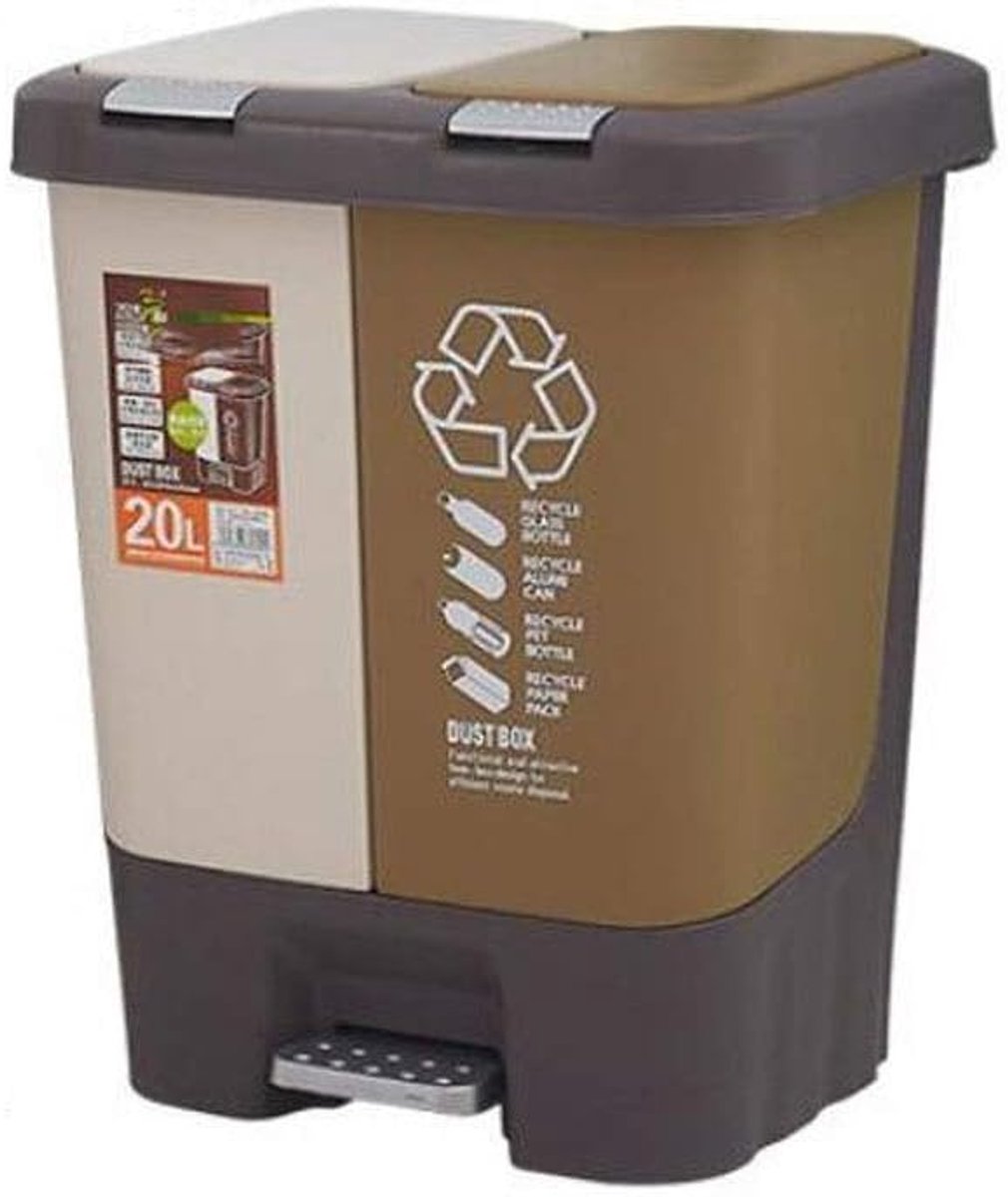 Prullenbak Voetpedaal Trash Can Verwisselbare zoekertje met deksel prullenbak Woonkamer Badkamer Keuken Waste Prullenbak bruin 20L Vuilnisbak