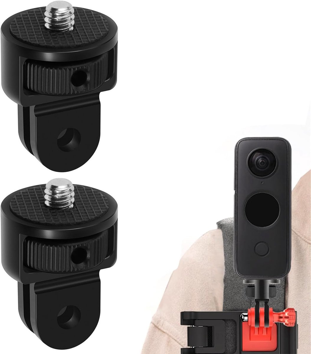 2 stuks statiefadapters, 4/1 statiefadapter, cameraststandaard, statiefmontageadapter, staanderaccessoires, voor camera's, selfiestick (zwart)