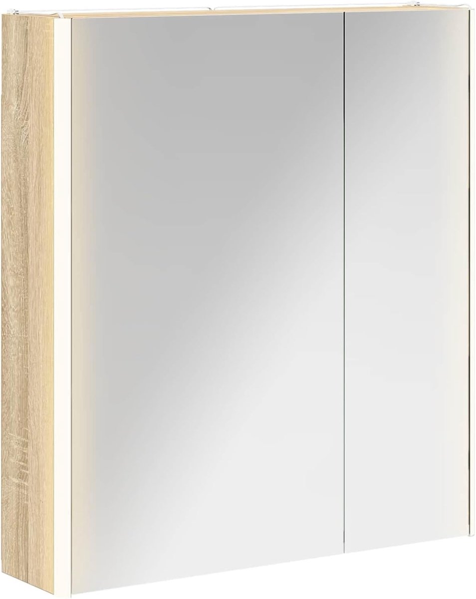 Badkamer spiegelkast Sonoma eiken 63,5 x 15,5 x 70 cm, badkamerkast opbergkast voor make-up wastafel gastenbadkamer 889241