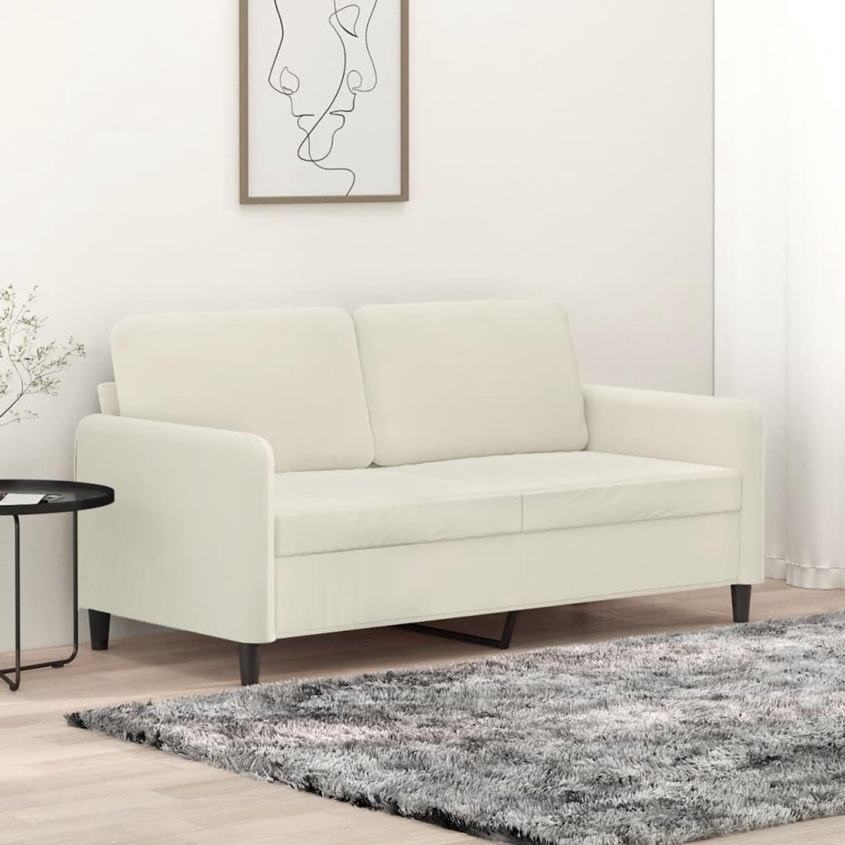 2-zitsbank crème 140 cm fluweel met zachte velours stof en robuust metalen frame voor comfortabel ontspannen en tv kijken