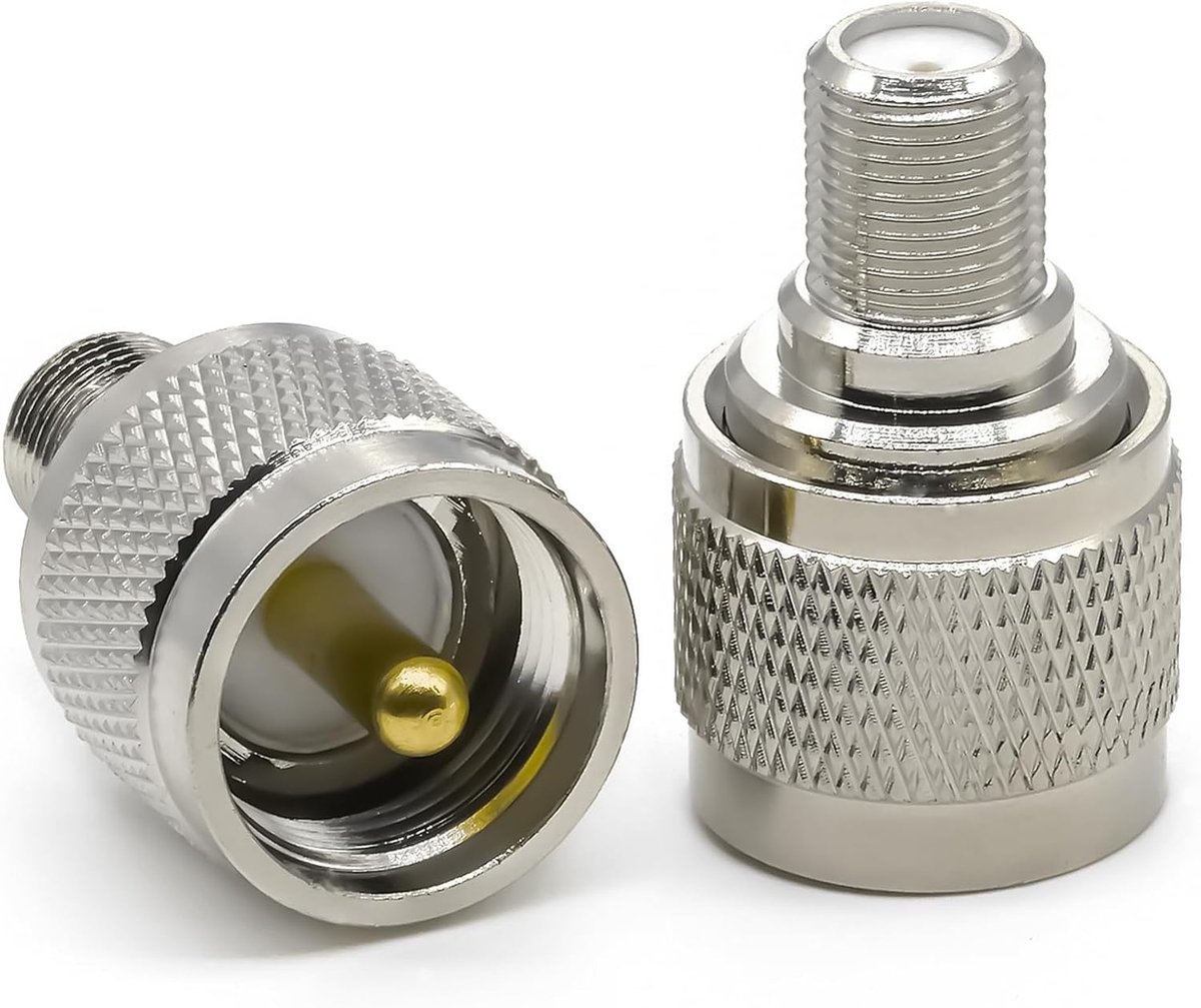 2 stuks PL259 F-antenne-adapter, UHF SO239 stekker naar type F-aansluiting, coaxiale stekker, F-naar-UHF-adapter voor tv-antennes, LAN-apparaten en wifi-radioapparaten