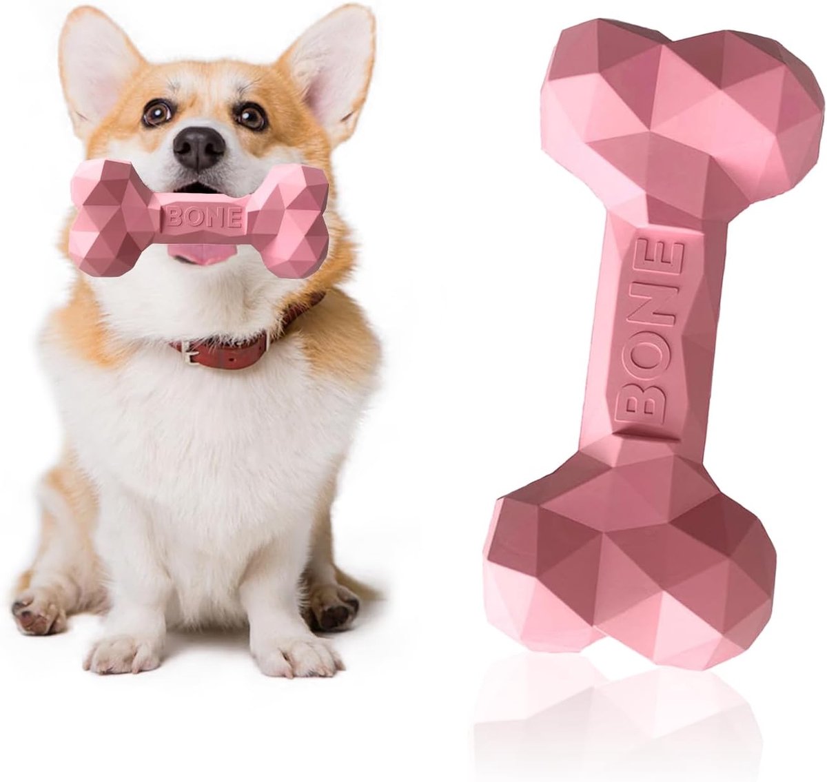 Kauwen Botten, Hond Botten Rubber Roze voor Kleine Honden tot 5 Kg, Hondenspeelgoed voor Het Reinigen van Tanden, Honden Kauwspeeltjes
