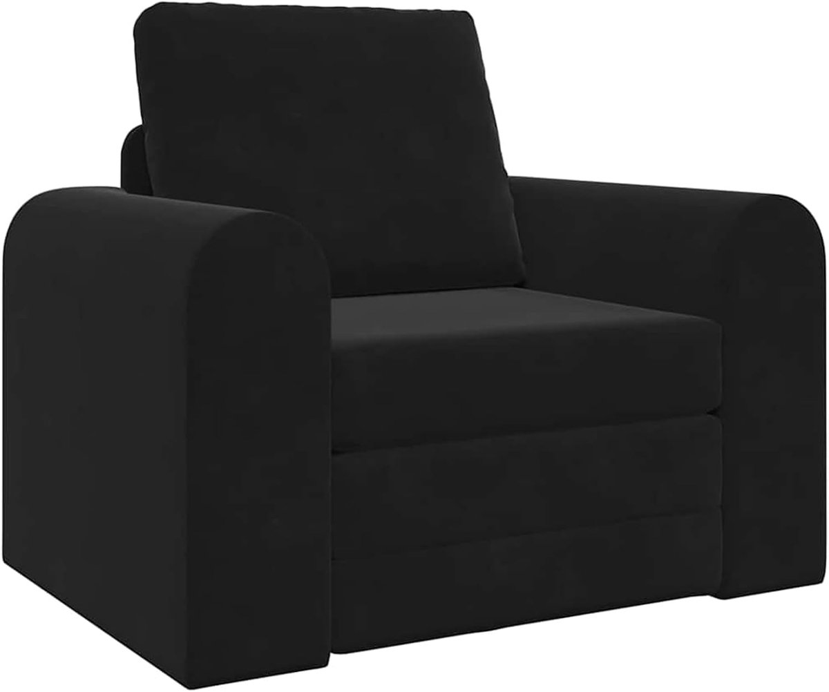 Vloerslaapbank, 2-in-1, zwart, 98 x 71 x 83 cm, fluweel, voor woonkamer, logeerkamer, kleine woningen