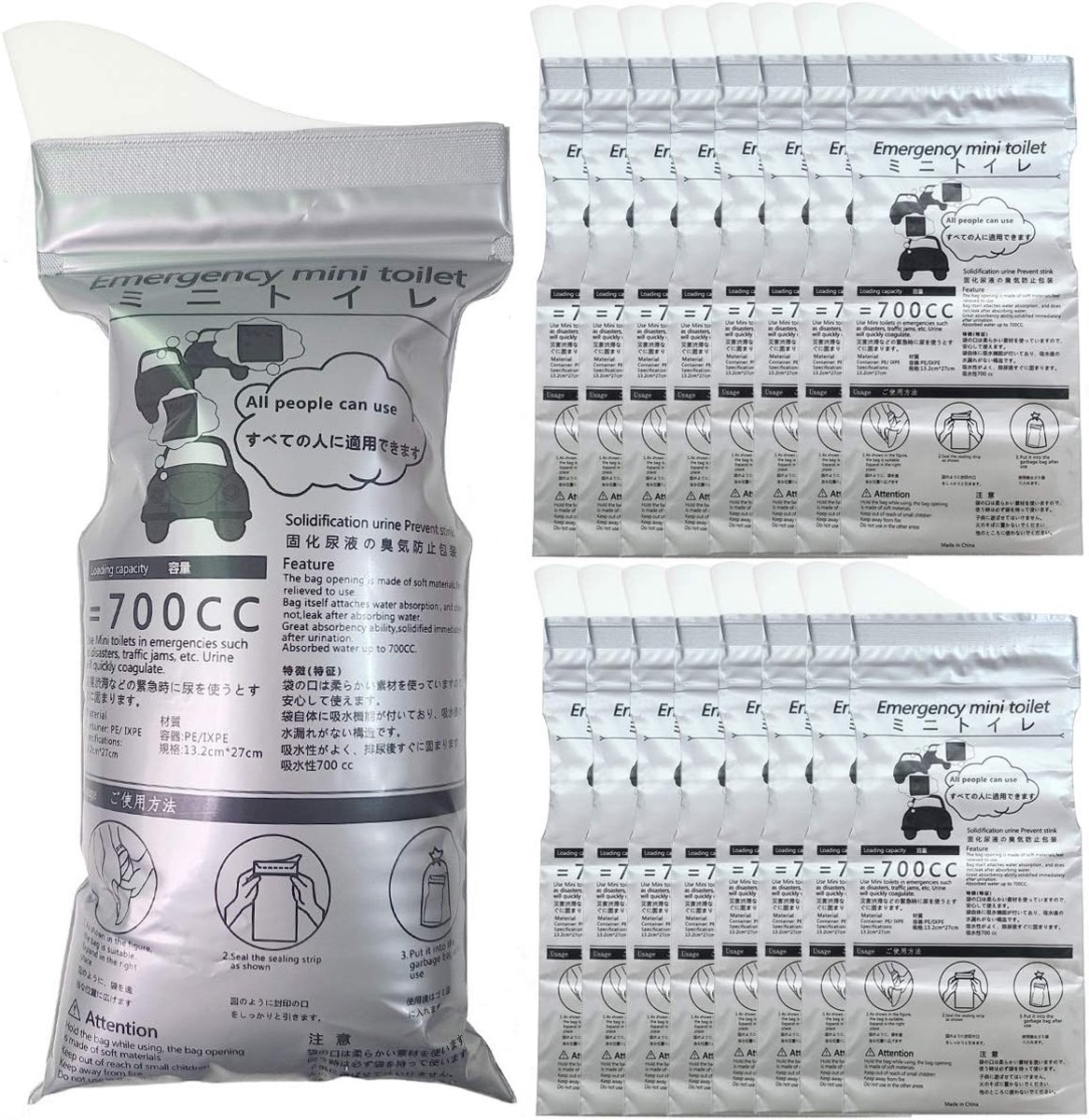Wegwerp urine 700 ml, vuilniszakken, camping noodtas, urinoir toilet, braakzak voor lange autoreizen, toilet, draagbaar, voor kinderen, mannen, vrouwen
