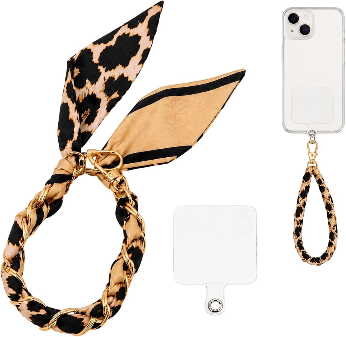 Telefoonketting van gevlochten stof, bruin retrodesign, telefoonlus met bevestigingsclip, eenvoudige montage, decoratieve mobiele telefoonaccessoires