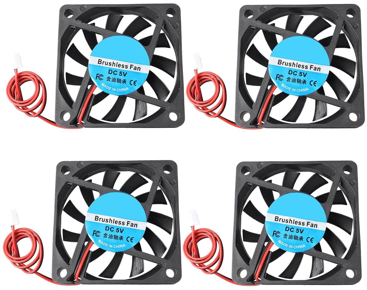 4 stuks 6010 DC 5V stille koelventilator 60x60x10mm computer CPU-systeem koellichaam borstelloze ventilator met 2-pins aansluiting voor 3D Printer PC CPU computerkasten
