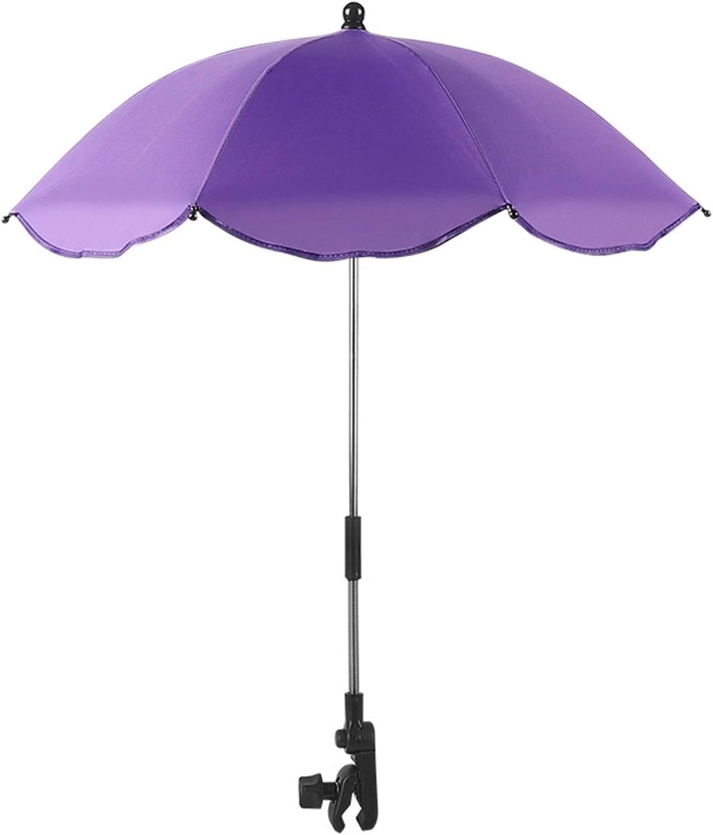 Zonnescherm voor kinderwagen met kliksluiting – 366° UV-bescherming, waterdicht, universeel zonnescherm voor kinderwagen-87*66cm,Paars