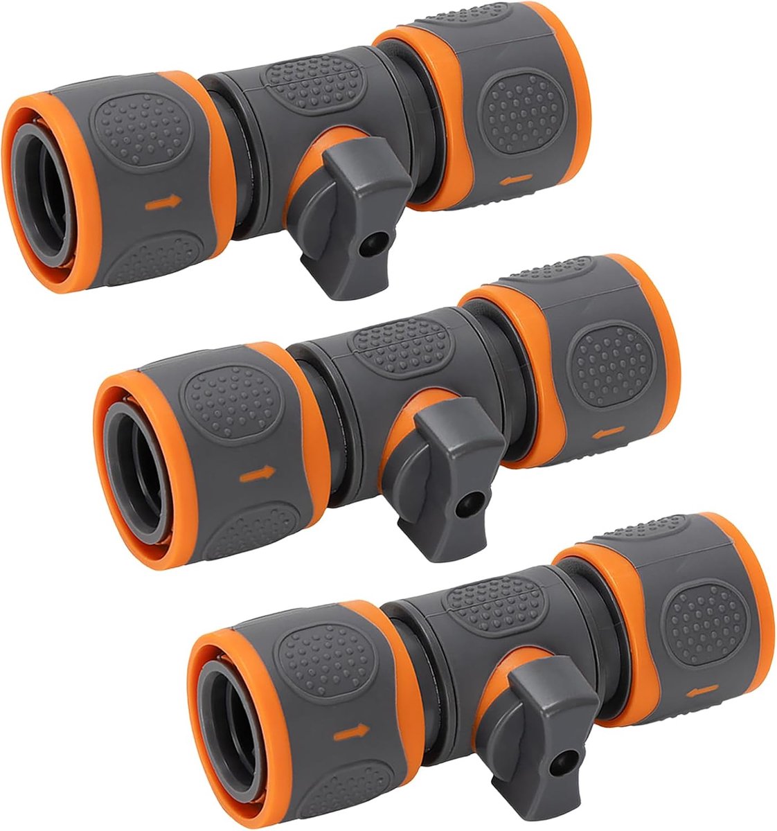 3 stuks koppeling met regelventiel, tuinslangconnector met regelventiel, Gardena-koppeling, slangkoppeling met afsluitkraan voor efficiënte irrigatie en reiniging