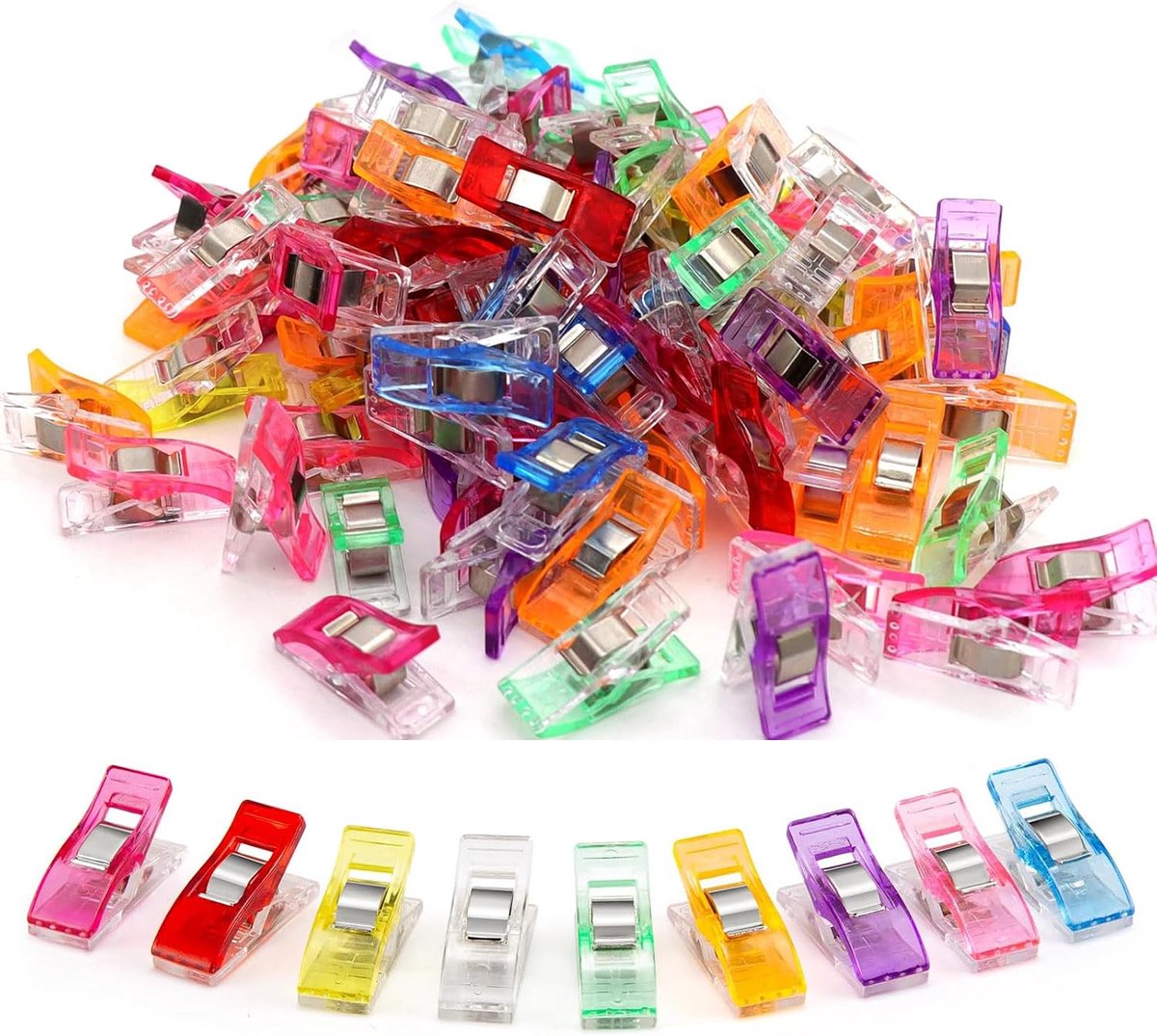 100 stuks stofklemmen om te naaien, stofklemmen voor naaien, quilten, knutselen, multifunctionele quiltklemmen van hoogwaardig kunststof, naaibenodigdheden, naaiaccessoires