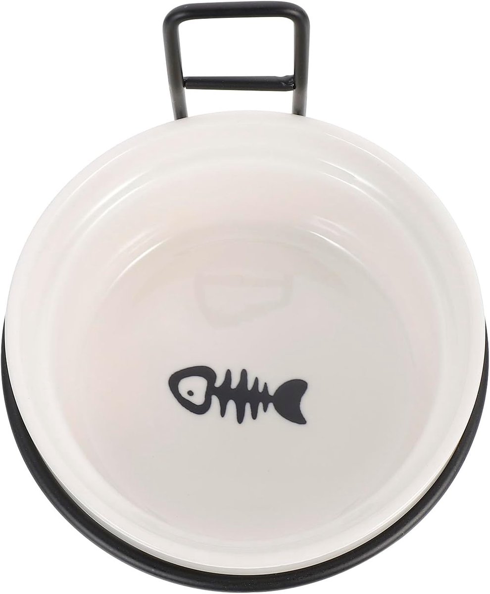 1 set hangende voerbak voor katten, antislip, stabiele keramische hondenbak met hoge capaciteit voor wandmontage en ruimtebesparende voeding, bevordert gezond eten