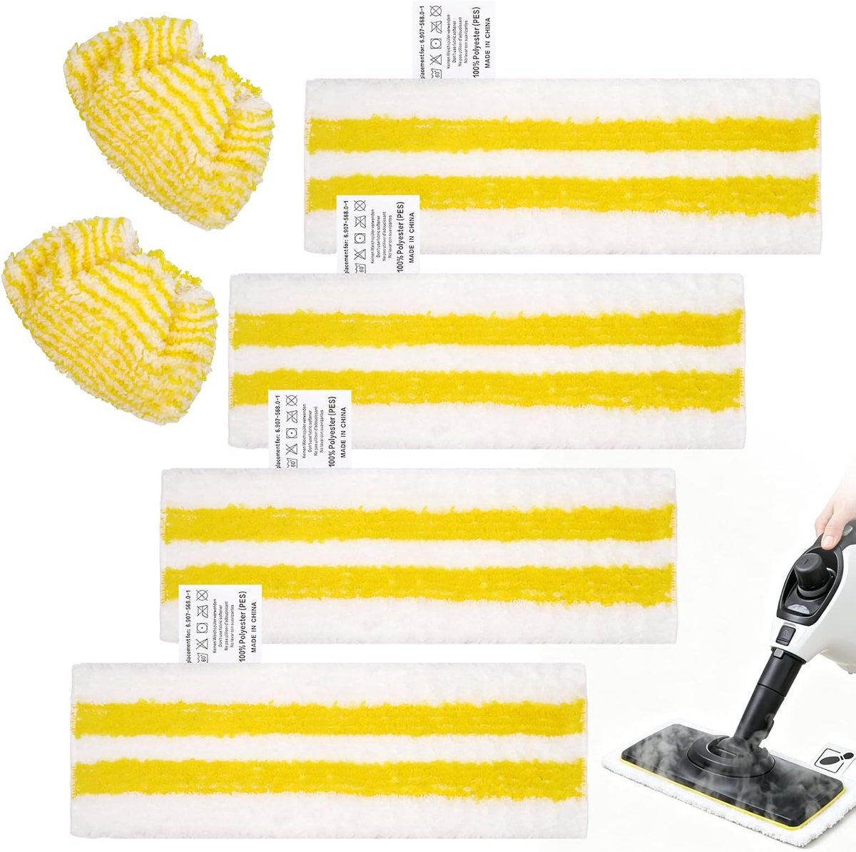 microvezel vloerdoekenset voor Kärcher stoomreiniger, accessoires SC 2 SC 3 SC 4 SC 5 EasyFix, wasbare dweilhoezen voor grondige vloerreiniging
