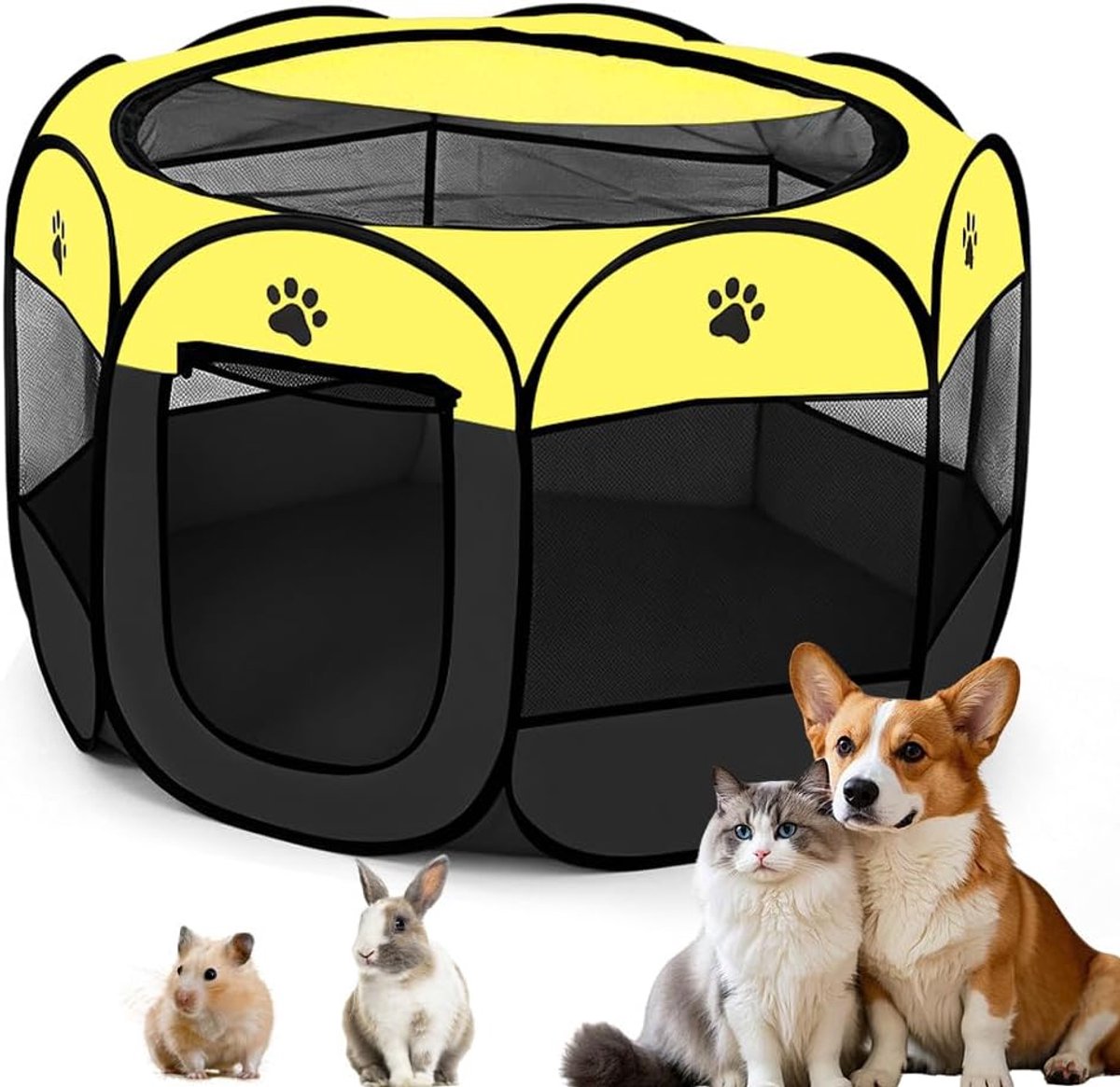 Puppyuitloop, opvouwbare hondenren voor woning, kattenverblijf, hondenhok voor woning, konijnenverblijf, voor hondenbox, katten, hazen en kleine dieren, zowel binnen als buiten