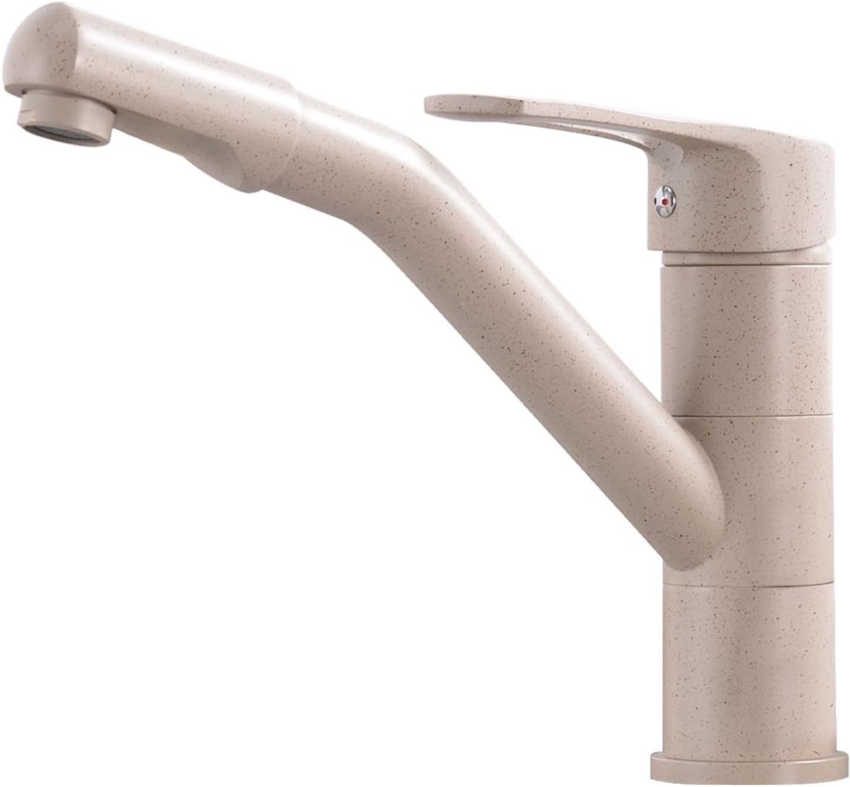 Keukenkraan met eengreepsmengkraan, keramisch patroon met 360° draaibare spoelbakkraan, kraan voor de keuken in extra massieve uitvoering (conventioneel koud, beige)