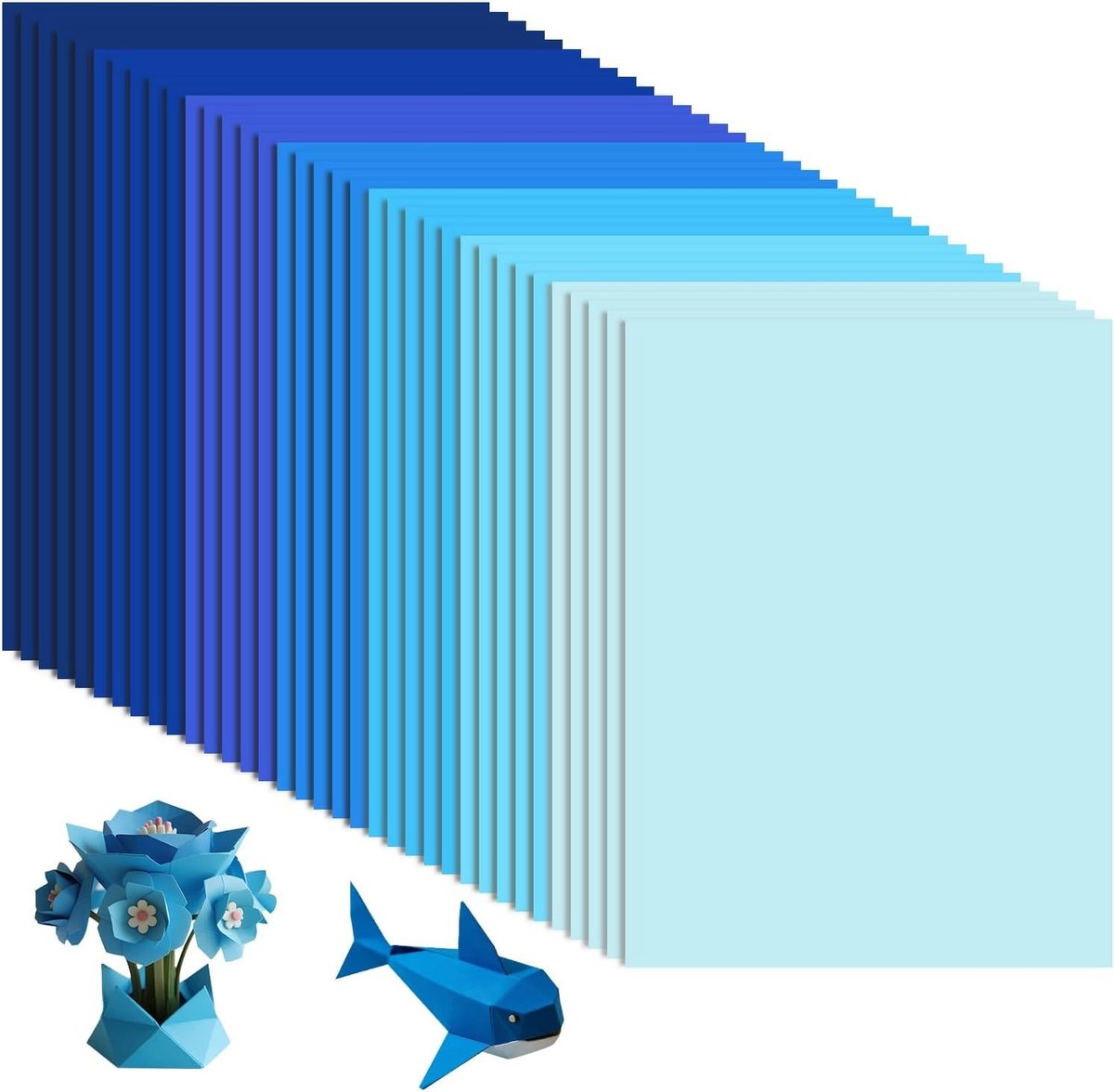 Kleurendrukpapier A4 - 35 Vellen 180gsm in Blauwe Gradient voor DIY Creaties, Uitnodigingen en Scrapbooking