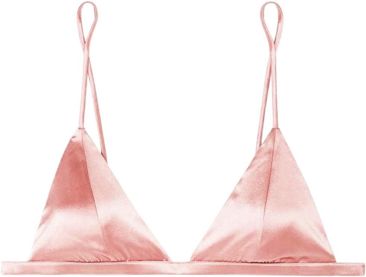 Zijden Satijn Driehoek Bralette Soft Cup Draadloze BH Glad en Comfortabel Draad Gratis BH Top