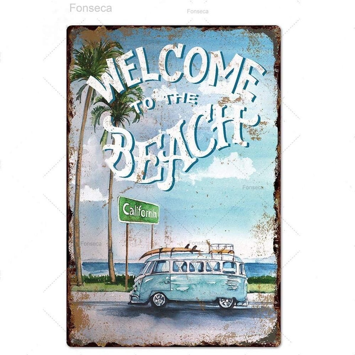 Emaille Bord Plaquette Metalen Zomer Bord Metalen Plaat Muur Decor voor Strand Bar Strand Huis Surf Club Decoratief Ijzer Schilderen 7.8x11.8 inch PT68190