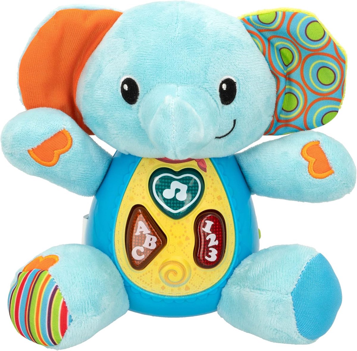 Winfun 85178 Knuffel Olifant voor Baby's met Spreken en Kleurrijke Lichten, Taal: Spaans