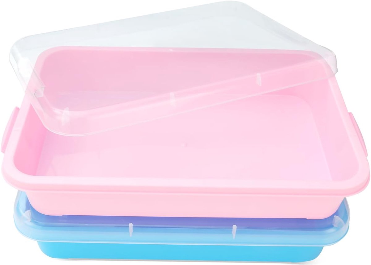 Bin Speelbak met Deksel, Zandbak, 2 stuks 38cm Draagbare Grote Plastic Lade Vullen met Zand, Water, Kralen en Meer