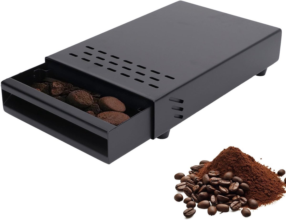 Koffieklopboxlade Koffieresiduklopcontainer Espressoklopcontainer met verwijderbare klopstang voor thuiscaféwinkel 7,1 x 11 x 2 inch (zwart)