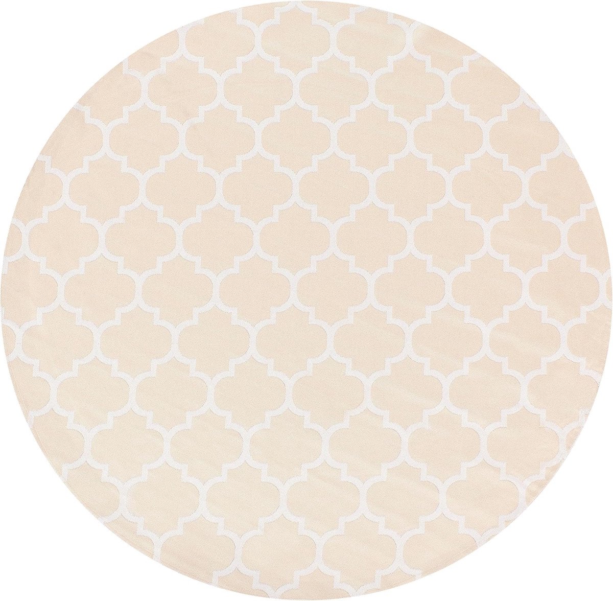 Rond vloerkleed voor binnen en buiten Marokkaans trellis patroon 160 cm beige en wit Mosore