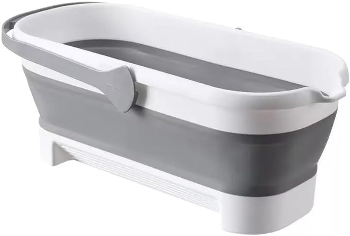 Dweilemmer met noppendesign, grijs, 21,5 cm hoog, compact tot 7,5 cm, drainagegoot voor efficiënte reiniging (M)