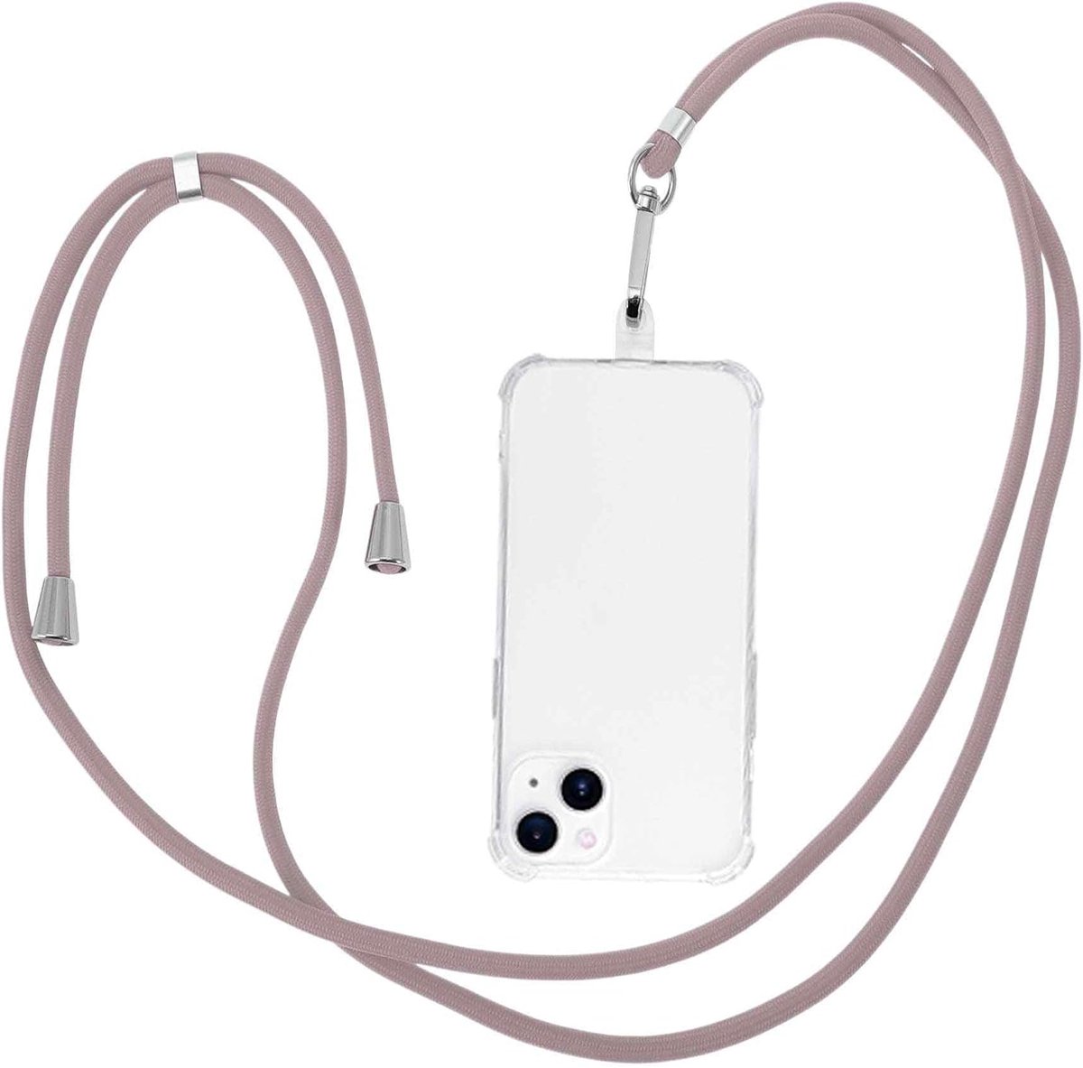 universeel, met patch universeel, telefoonketting voor standaard smartphonehoesjes, roze paars
