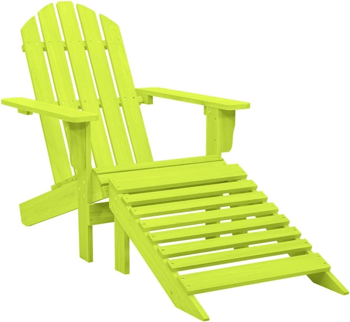 Tuinstoel met voetensteun, massief dennenhout, groen, terrasstoelen, balkonstoelen, vrijetijdsstoelen voor terras, tuin, dekken